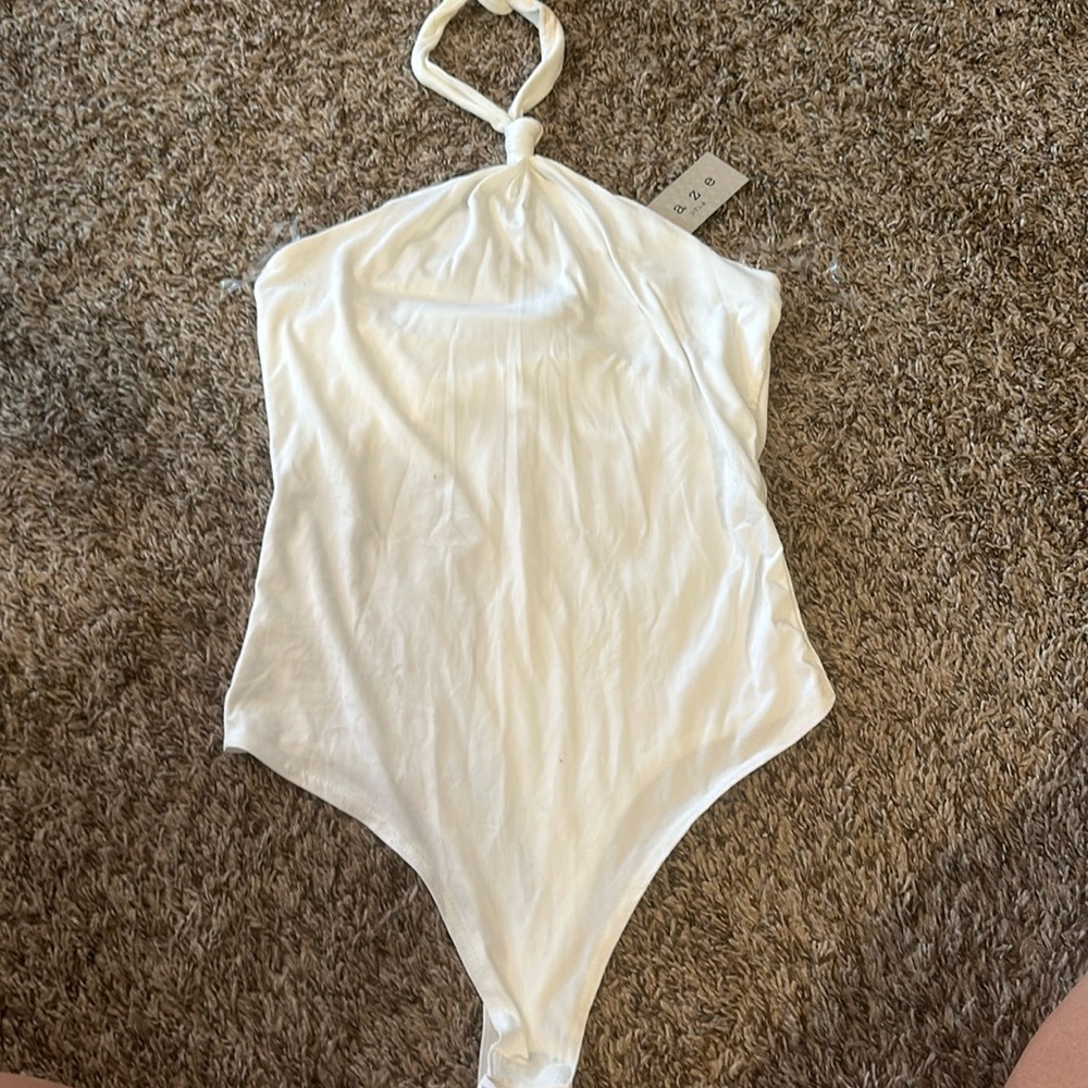 Gaze White Halter Bodysuit
